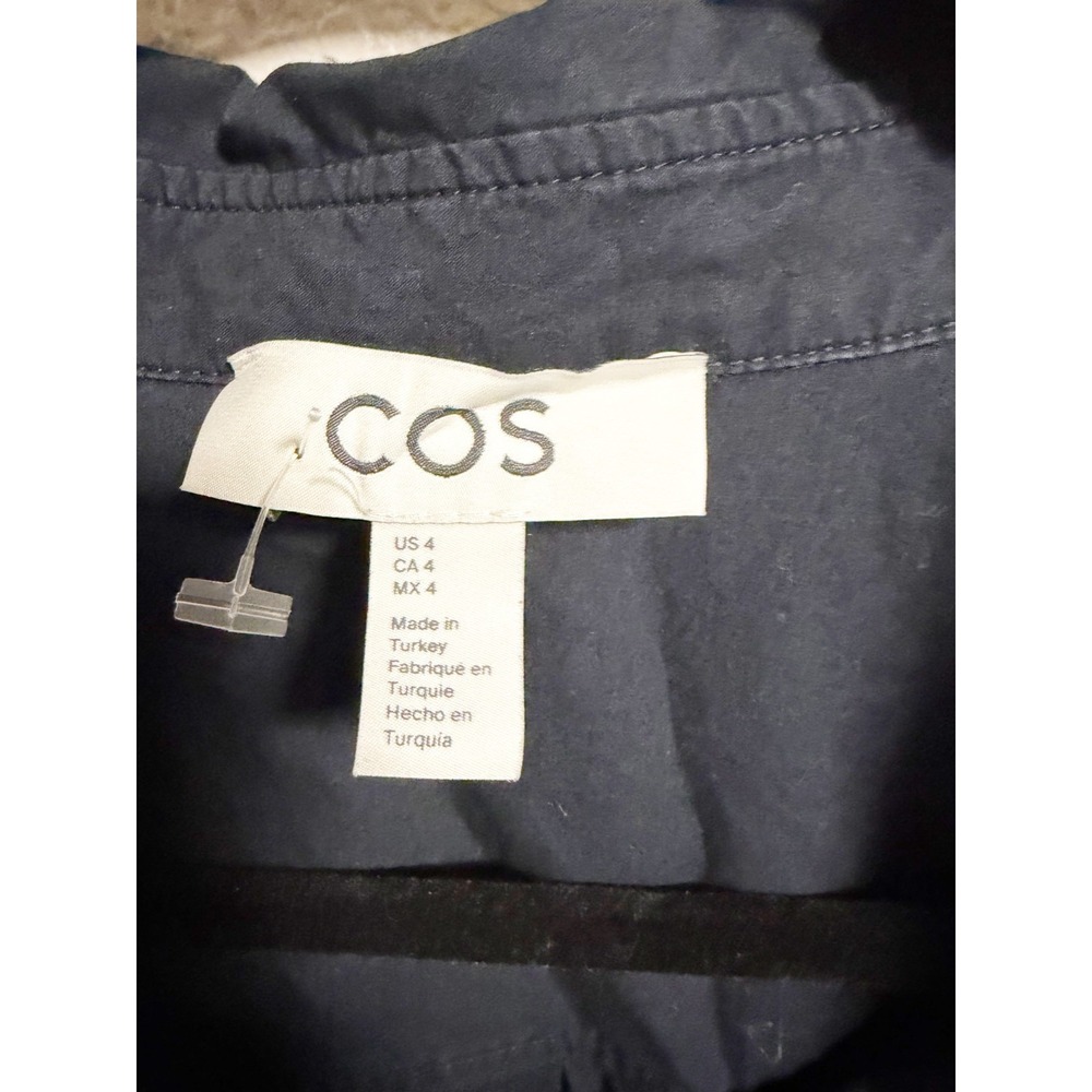 COS Relaxed Fit Midi Shirt Dress Button Up Long Sleeve Oversized Navy Size 4 - Picture 5 of 5